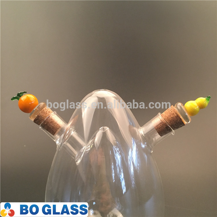 2 in 1 borosilicate bottles for oil and vinegar dispenser in glass