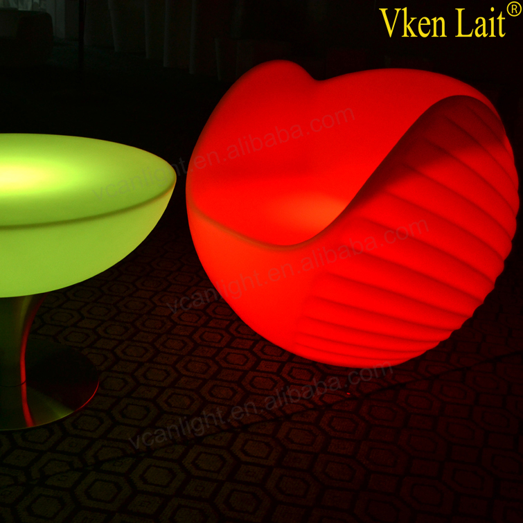 hotel decoration waterproof PE LED light sofa / plastic LED bar chairs / LED light up outdoor furniture