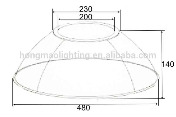 150w ufo highbay acrylic reflector 19'' ufo high bay pc reflector 90degree