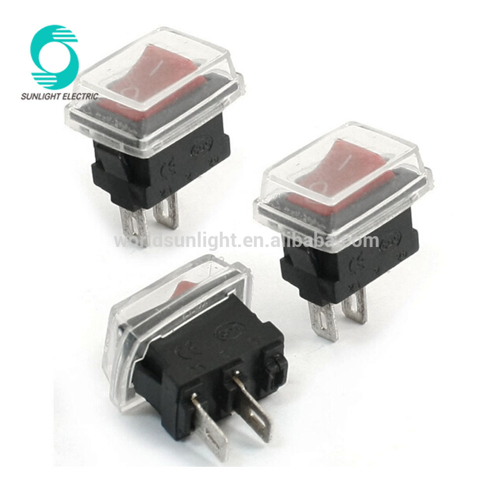 Mounting Hole 14mm x 8mm 3A 250VAC 6A 125VAC 2 Pin SPST Rocker Switches Waterproof Cover