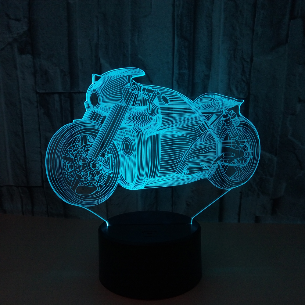 3D Night Light Super Motorcycle Pattern Customizable Small Decorative Items for Man's Room LED ABS Base