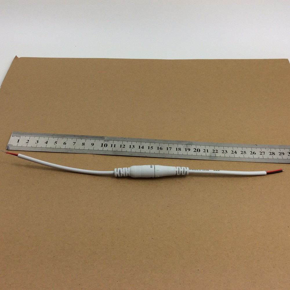 Black/White color 15cm length cable wire DC 5.5 x 2.1mm Male Female led DC Connector with Lock Buckle