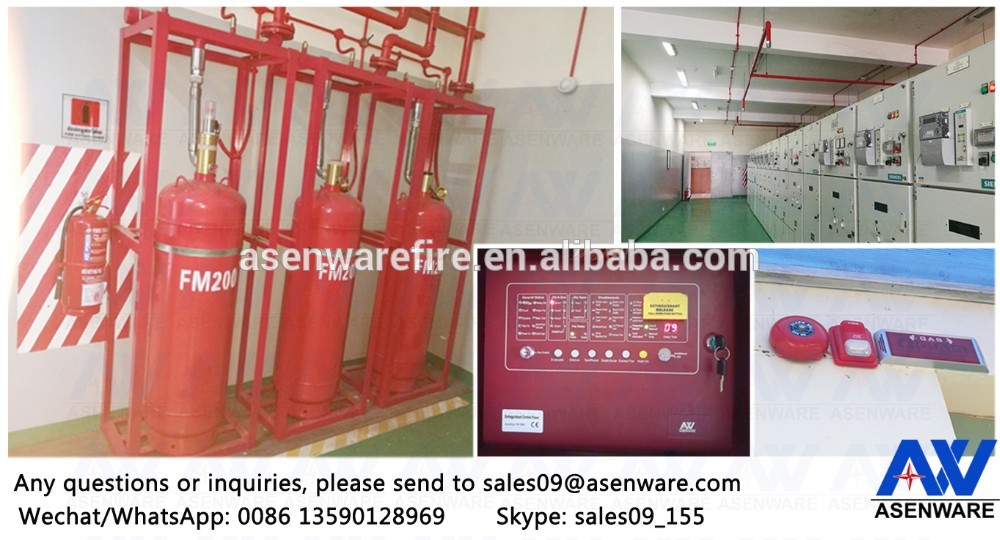 FM200 firefighting equipment / fire suppression with clean gas agent and nozzle