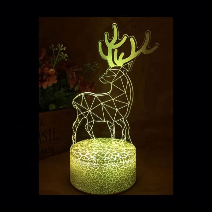 3D Illusion Crown Soccer Night Lamp 7 Color Change Touch White Crack Base Night Light