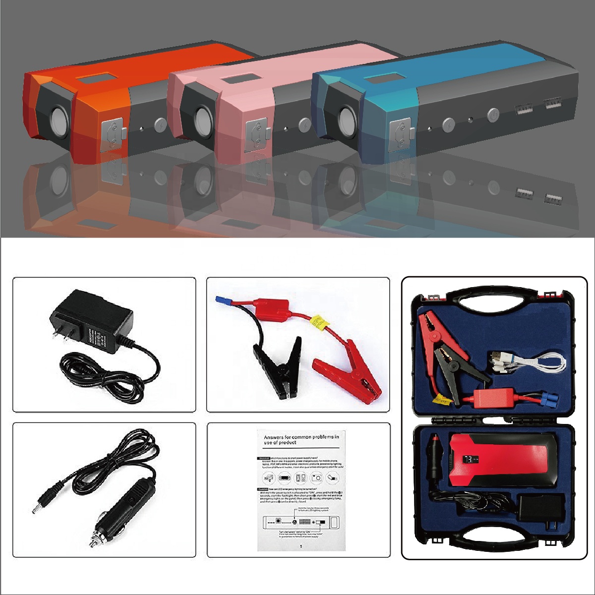 Newest car jump starter 12V auto lithium battery booster rohs power bank mini jump starter