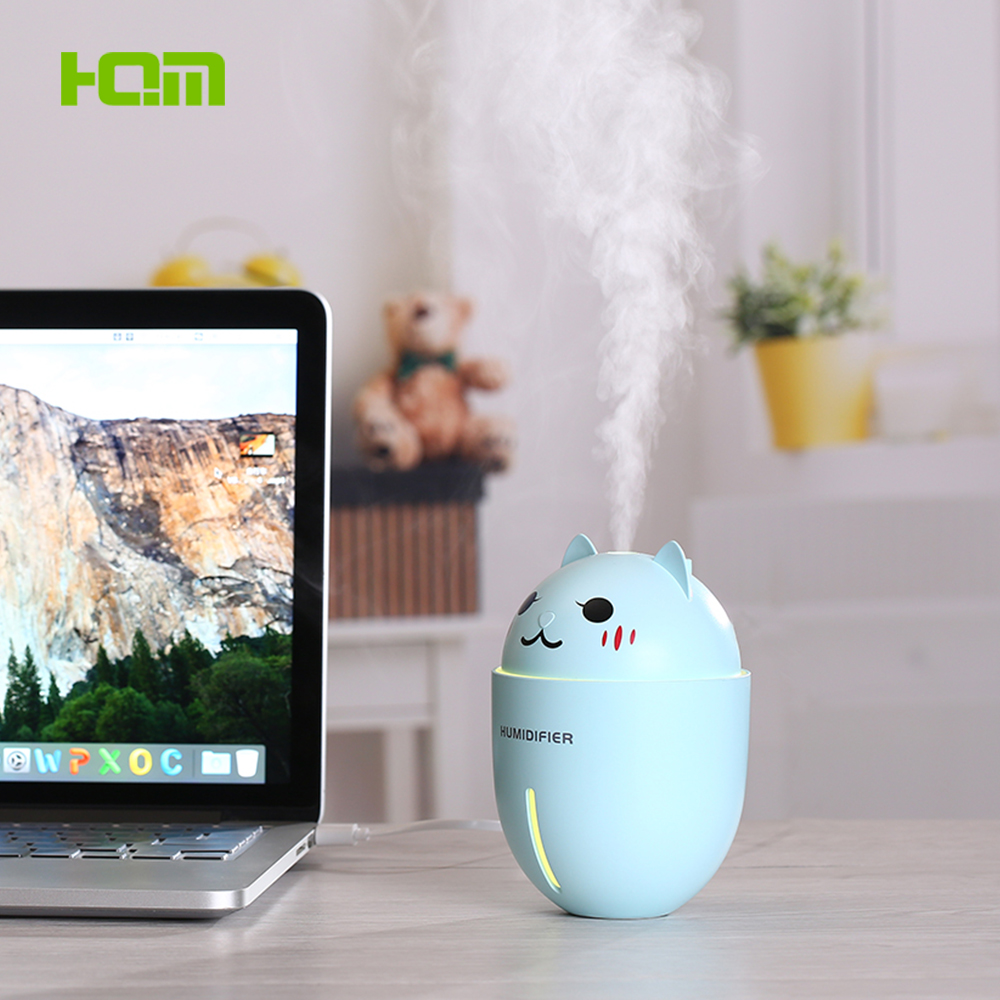 Animal Shaped Mini usb Ultrasonic Cute Mist Air Humidifier With Led Mood Light for Office