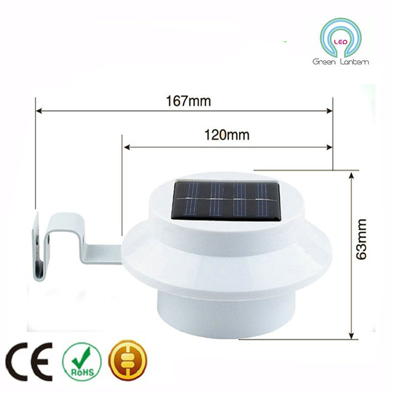Outdoor Solar 3LED Security Landscape Garden Fence Light Lamp