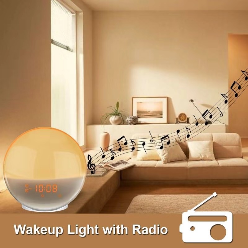 Classic Smart App Control Wake Up Light Lamp with Alarm Clock FM Radio/USB PORT