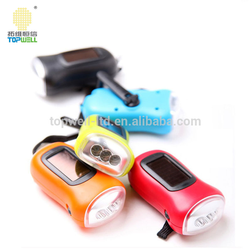 Solar & Dynamo 3 LED Flashlight Hand Cranking Torch