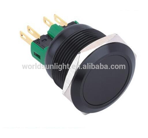 22mm Black aluminum non-illuminated 1no1nc Latching metal push button switch