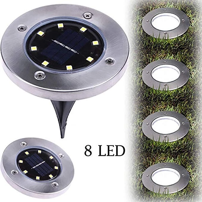 8 LED Solar Ground Lights IP65 Waterproof Solar Garden Pathway In-Ground light outdoor for Lawn Yard Driveway Patio Walkway