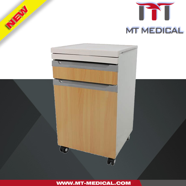 ABS bedside table bed side locker with closed shelves wheels with lock