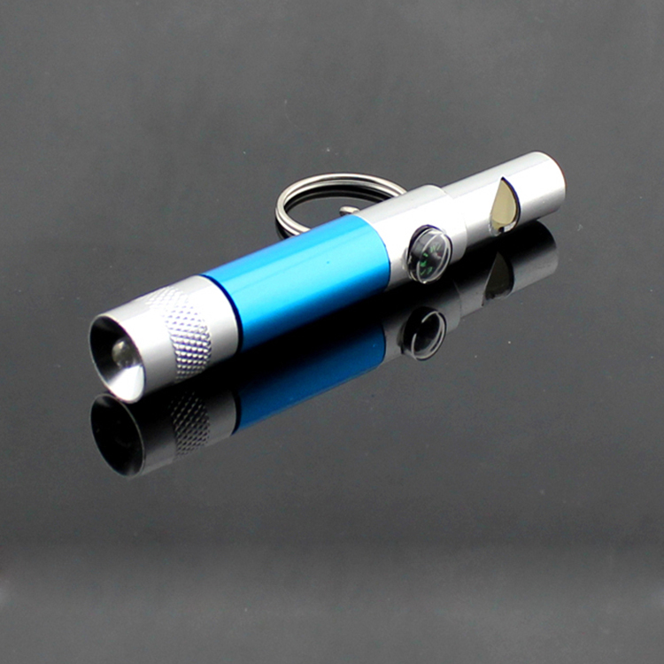 Christmas Gift Multicolor Small emergency Torch With Compass Mini Whistle Keychain Flashlight