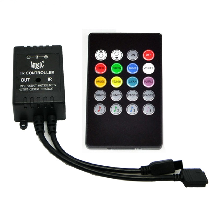 LED Music IR Controller 12V 6A 20 Keys IR Remote Controllers for 3528 5050 RGB LED Strip Lights Mini Controller