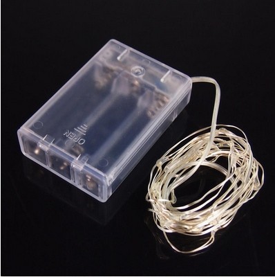 5M 50 silver wire warm white battery invisible mini Christmas string lights 3AA battery operated fairy moon light