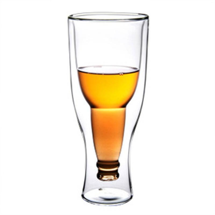 Creative Beer Cup Double Wall Glass Cup Hopside Down Upside Down Beer Glass Beer Mug Drinkware Home Bar Party Accessories