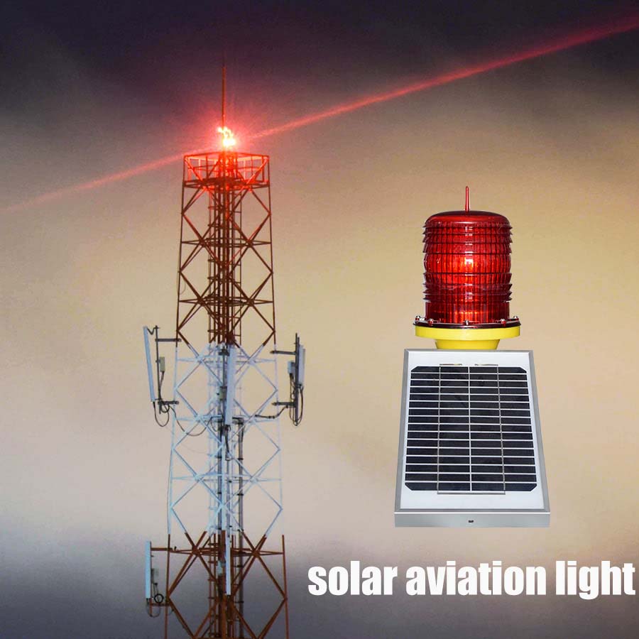 DK LED Solar Powered Tower Warning Flashing obstruction light