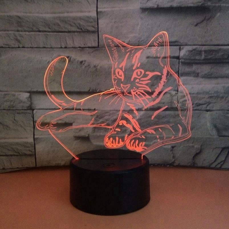 New arrival  3D LED cat night lamp with 7 different night light