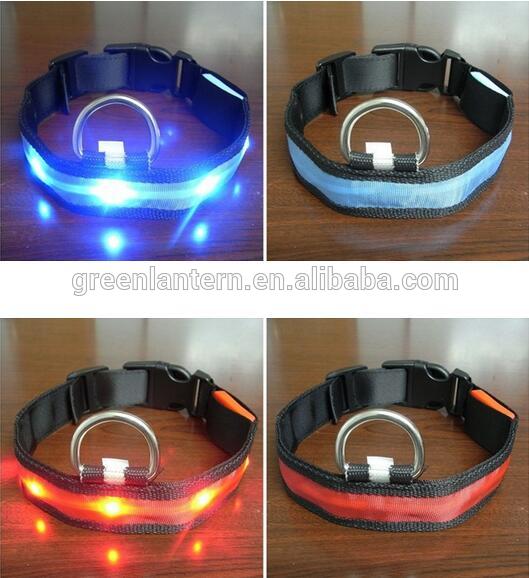 high quality DIY sexy zebra stripe multicolor nylon led pet cat dog collar lights dog led collar light