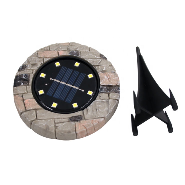 8 LED Solar Garden ground disk Lamp waterproof Stone Path Lawn light