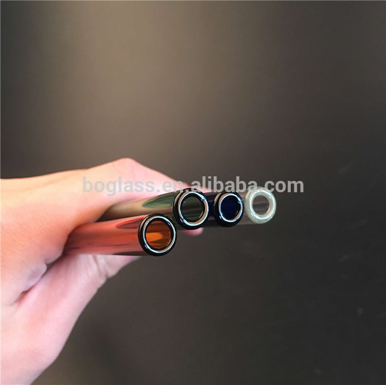 Colored Flat Mouth Bent Drinking Glass Straw Long Drinking Straw