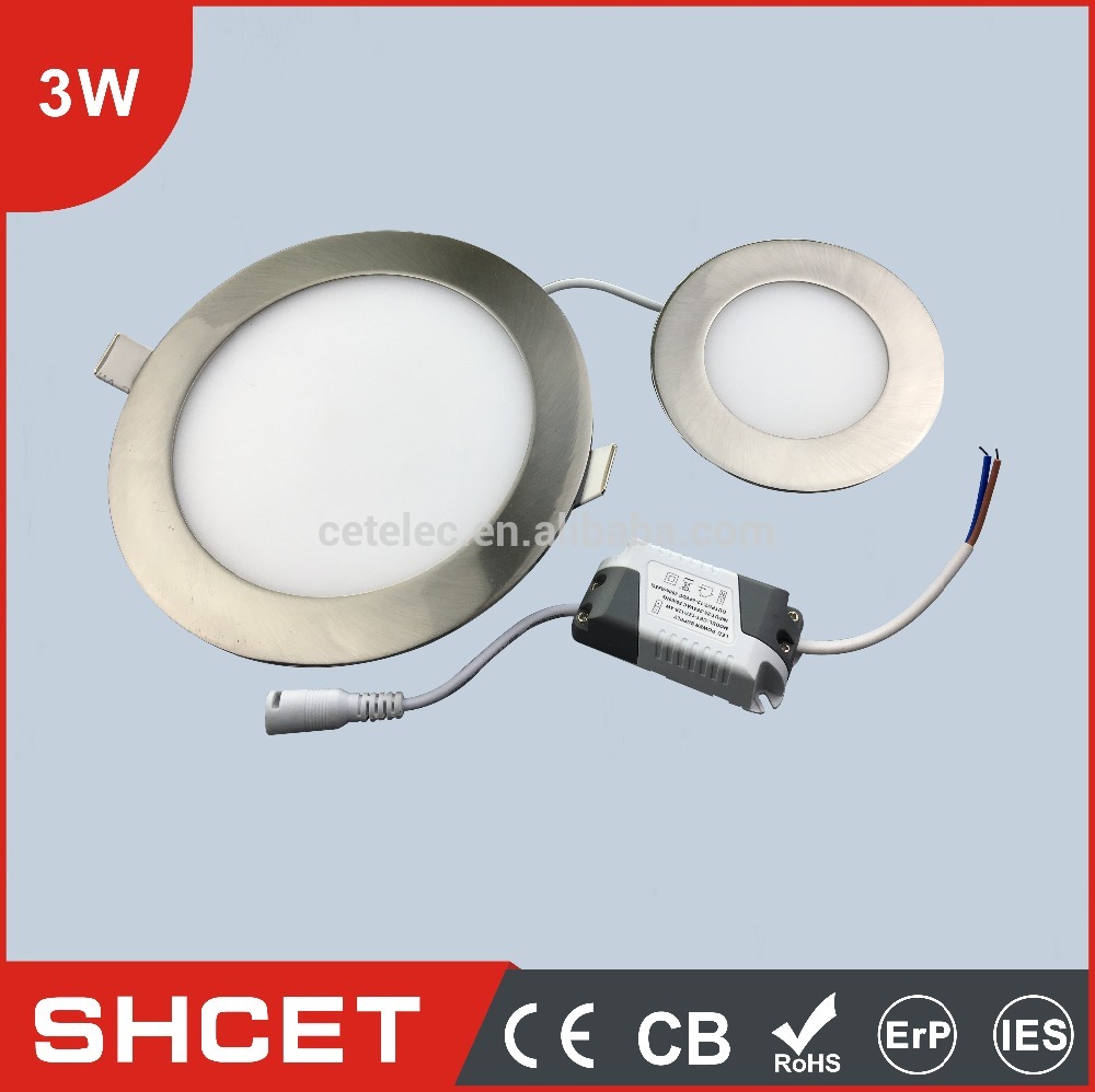 China Supplier Low Price Round Slim Satin Chrome Color LED Panel Light 3W