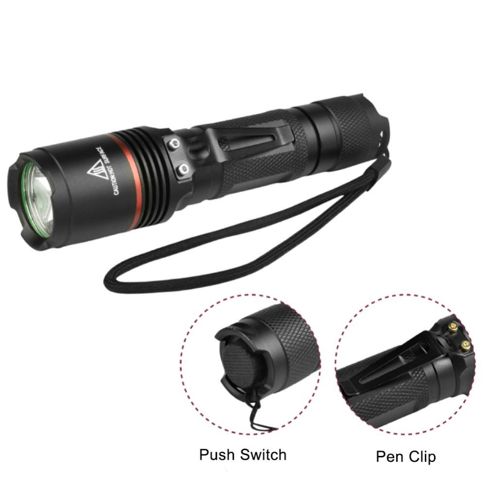 A609 Powerful L2 LED Flashlight 1000 Lumen Rechargeable Flashlights Torch 5 Modes Waterproof Outdoor flashlight with clip