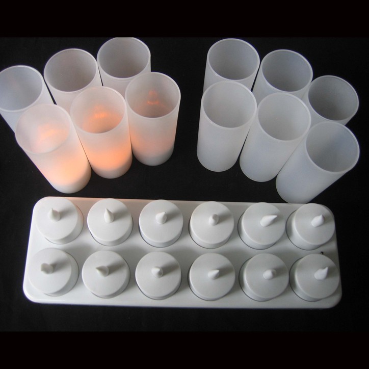 Rechargeable 12-LED LED Tealight flicker Flameless led tea light candle For Wedding Birthday