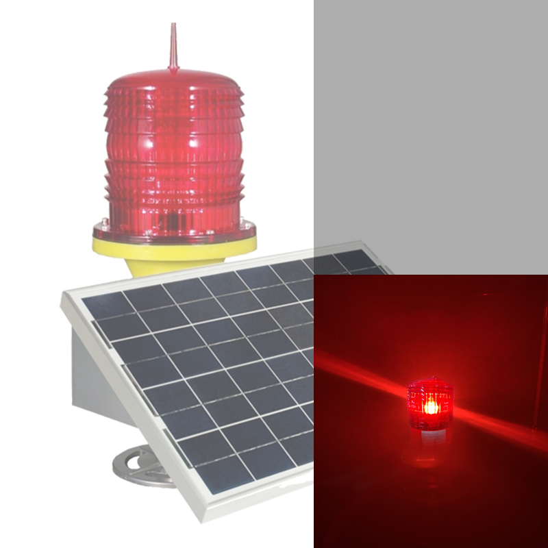 Solar powered LED aviation obstruction light/aviation obstacle light solar aviation obstacle flashing warning light