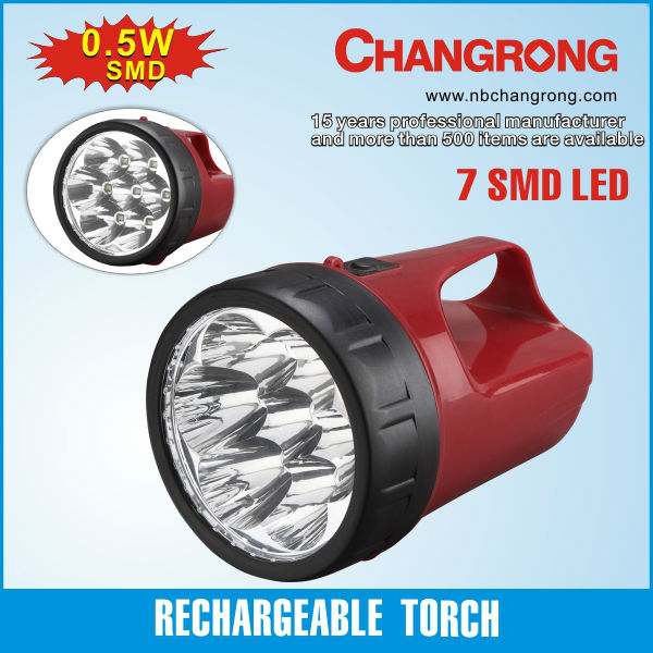 long distance rechargeable geepas torch with 7 smd led