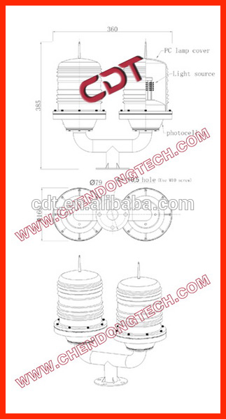 Dual aviation obstruction lights/Twin waterproof aircraft Lights/led tower obstacle light in 2017 hot sale