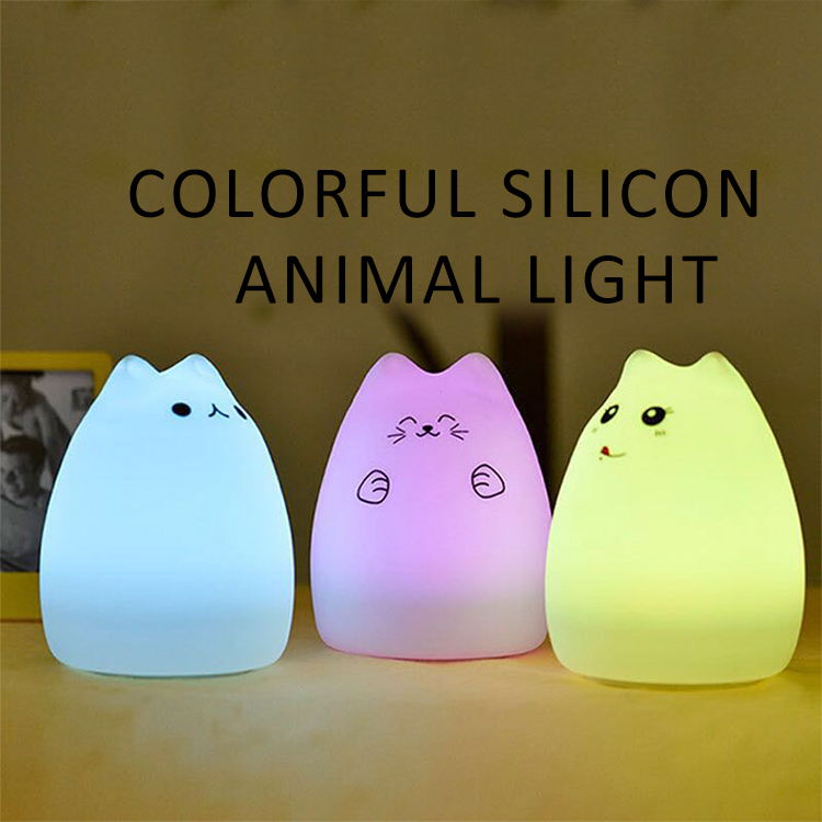 Amazon Top Seller USB Rechargeable Cute Cat Silicone Home Decoration LED Night Light Bedside Lamp For Baby Kids