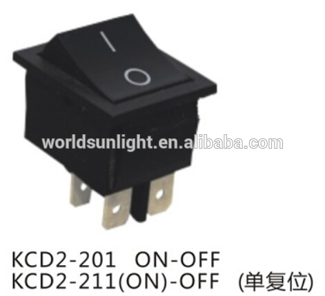 KCD2-211 black (ON)-OFF 4 PIN momentary rocker switch