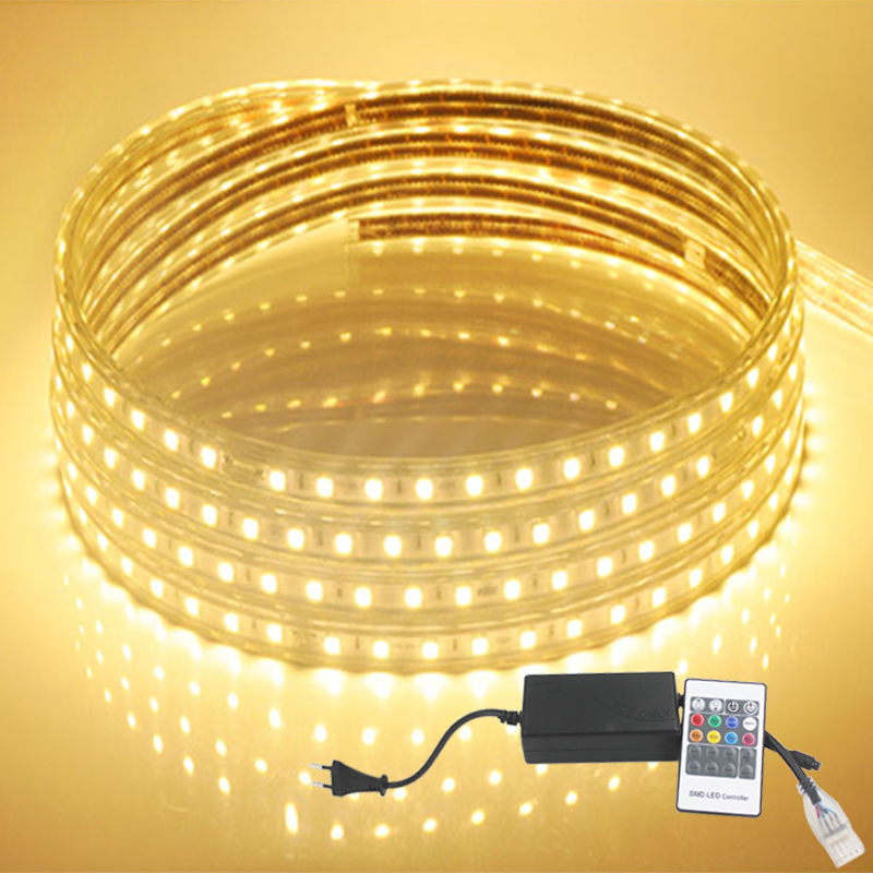 SMD 2835 LED Ribbon RGB 220V led strip flexible light RGB With Controller 180leds/m waterproof 3leds Flow led Strips