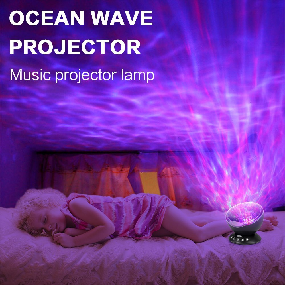 LED Music Player Ocean Wave Remote Control Night Light for kids