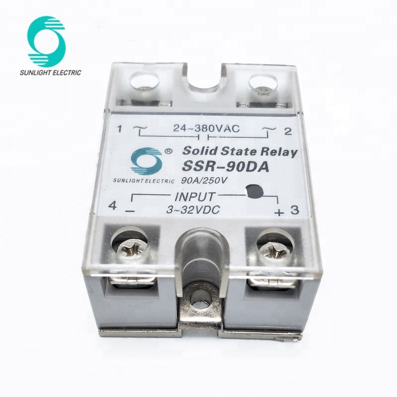 SSR-90DA 90A 3-32VDC 24-380VAC output dc-ac type DC 3-25 mA single phase dc to ac ssr solid state relay