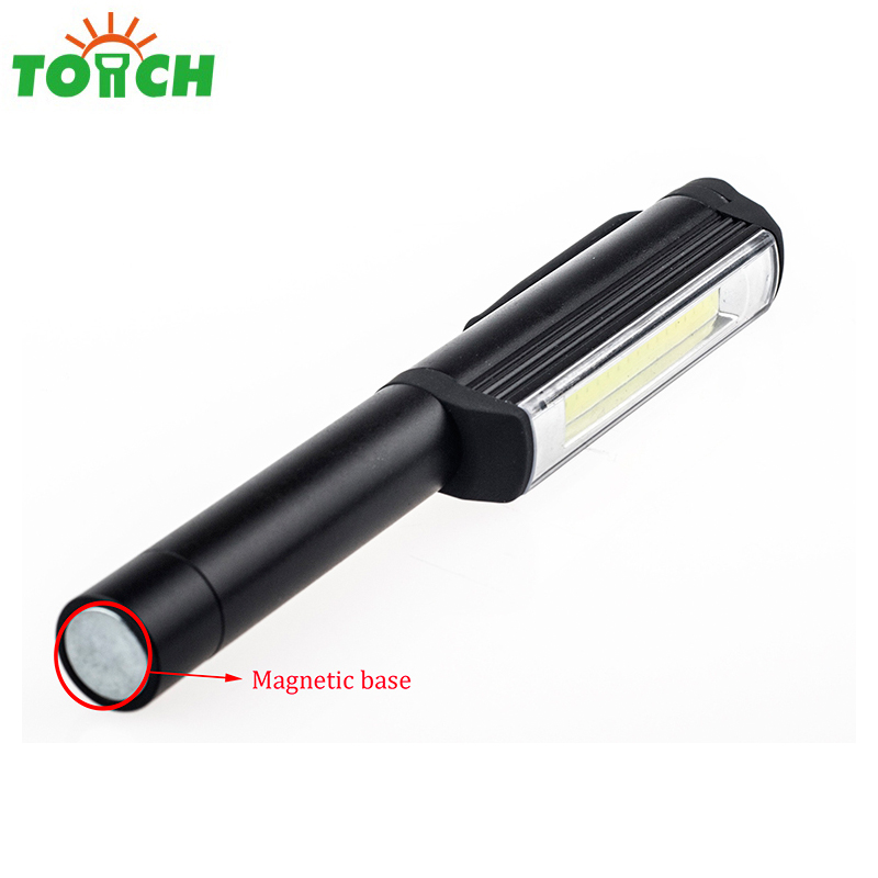 Yiwu item Portable Camping light COB LED Aluminum body Pen Light Pocket Clip With Magnet Base