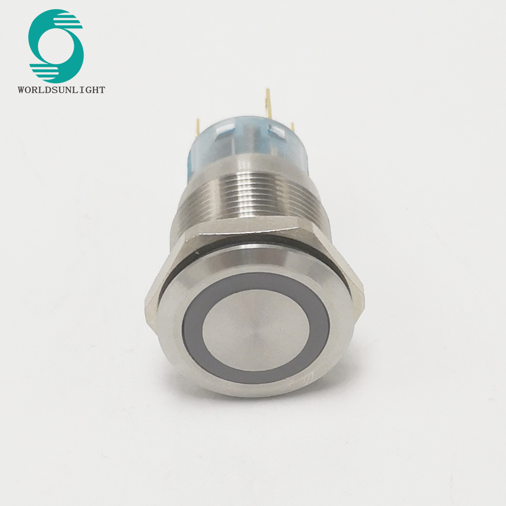 IP67 19mm illuminated or non-illuminated 5a waterproof momentary push button switch