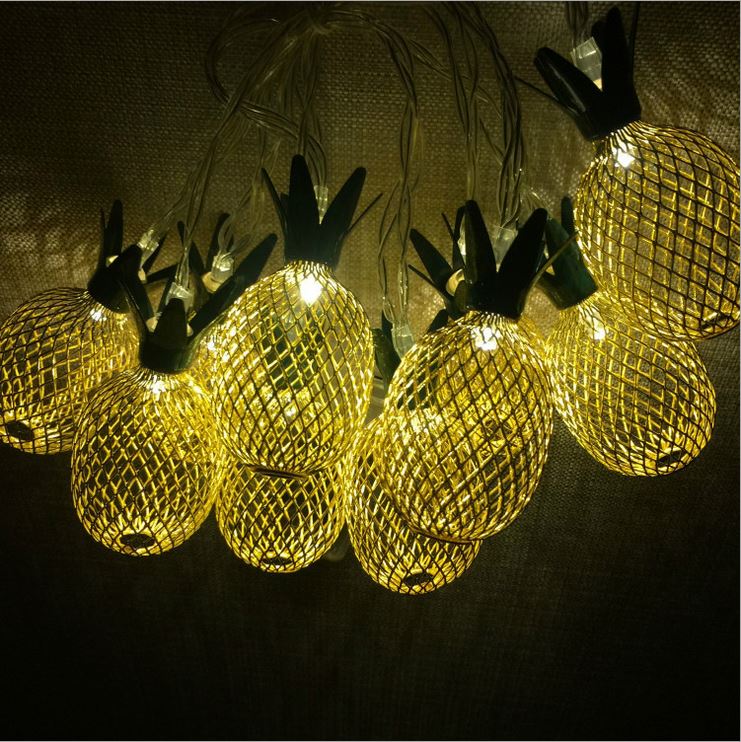 Christmas plastic pineapple string light 10led Battery Operated LED decoration lights