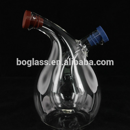 rubber stopper mouth blown high borosilicate clear glass oil & vinegar bottle