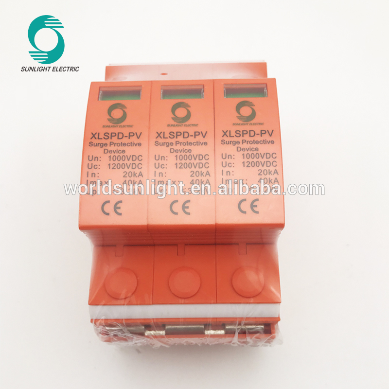 DC 1000V 3P 40ka PV transient voltage dc surge protector lightning protective device