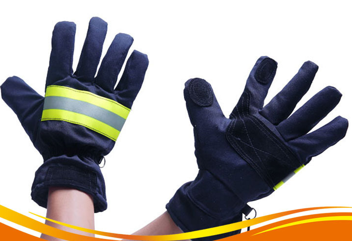 Dark blue with reflective High temperature fire fighting man gloves