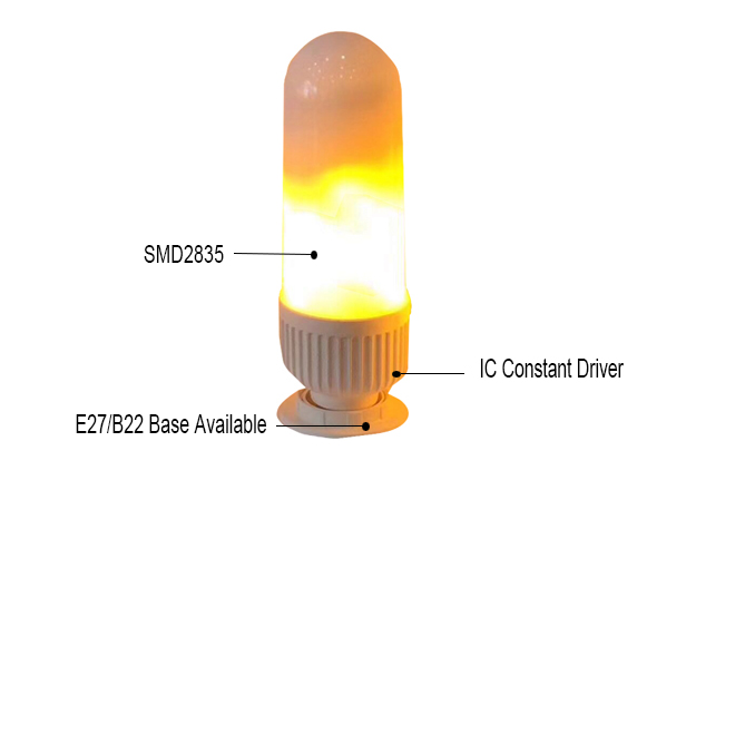 9w led flame artificial flame lamp
