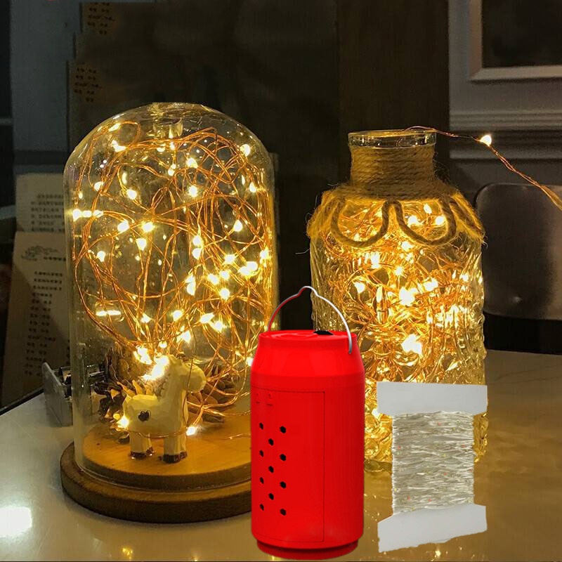 Waterproof glow Colorful Copper Wire Salt Water Powered LED String Lights With Red Can Power Supply Fuel Cell Battery Controller