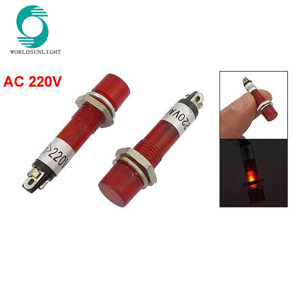 XD7-1 Ac 220V 7Mm Recessed Red Bulb Power Indicator Pilot Light Lamp