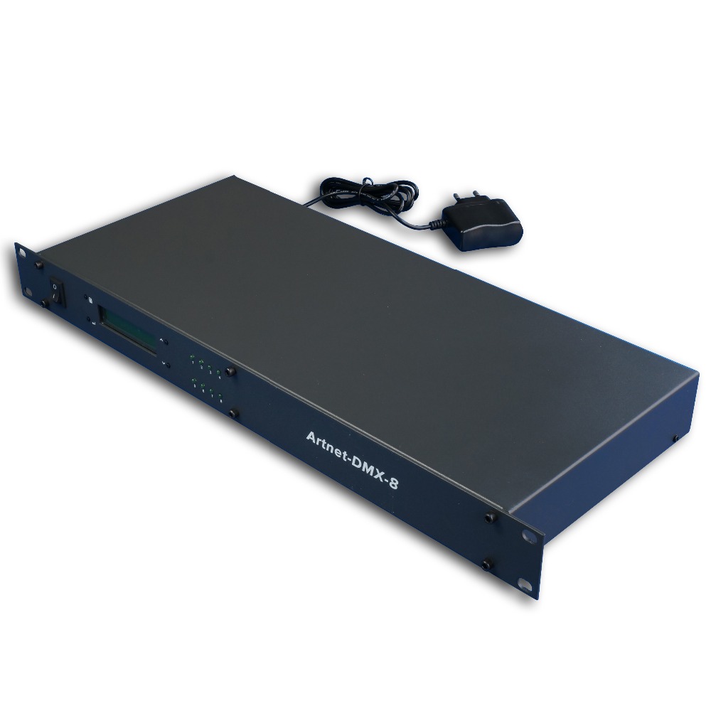 Artnet-DMX-8;ArtNet into DMX converter;convert the Artnet network data package into DMX512 data;512channel *8 ports controller