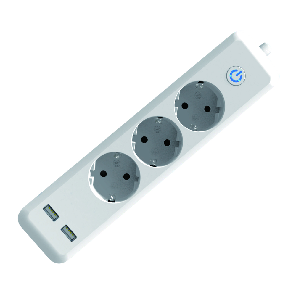 Power Strips with USB ports 3 Way Outlets 2 USB Ports Power Socket with 1.5 Meter Bold Extension cord With Fuse and Shutter Exte