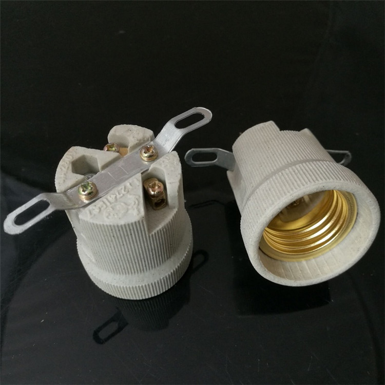 high temperature resistance ceramic copper lamp base E27 lampholder socket with bracket