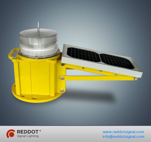 Solar powered LED low Intensity aircraft warning light