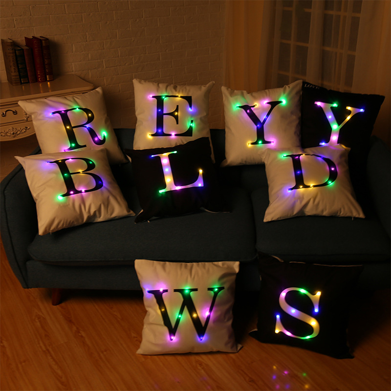 2017 Hot Selling Alphabet Letters LED light up Pillow